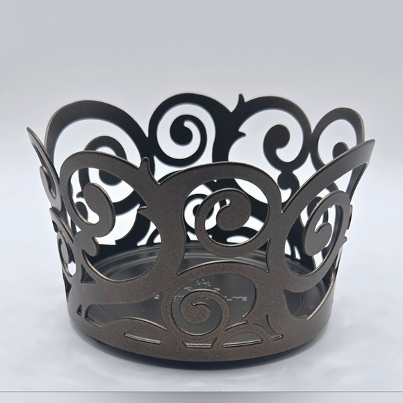 PartyLite Brown Metal Rustic Swirl 3 Wick Jar Candle Holder Retired 2013 - Picture 3 of 9